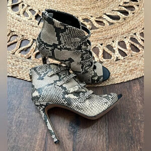 Karl Lagerfeld Paris Women's Peep Toe Booties – Chic Dress Boots With Pearl & Stud Details - View #4